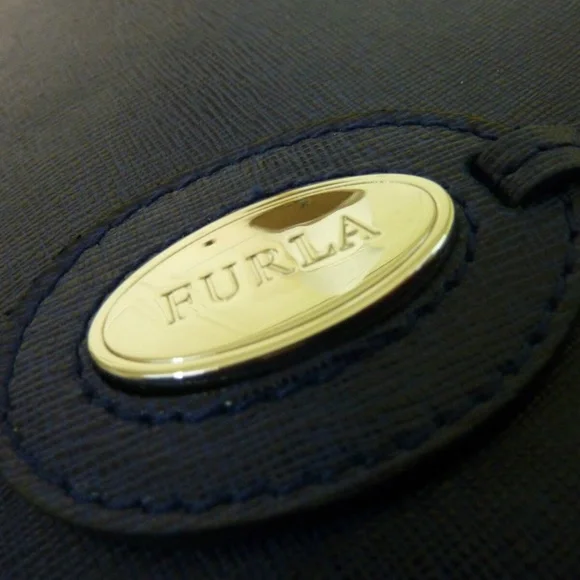 NEW FURLA Ink Blue Saffiano Leather Shopper Tote Bag Made in Italy - D-Light